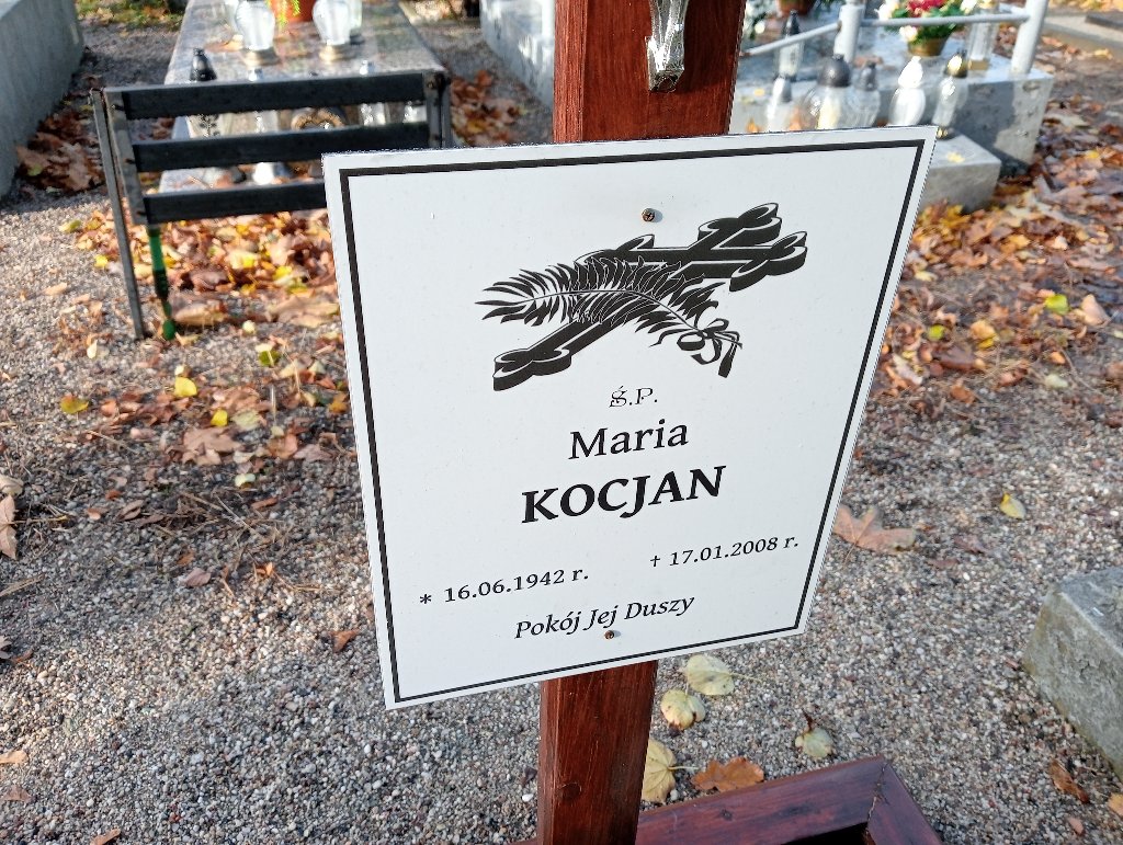 Maria Kocjan 1942 Chojnów - Grobonet - Wyszukiwarka osób pochowanych
