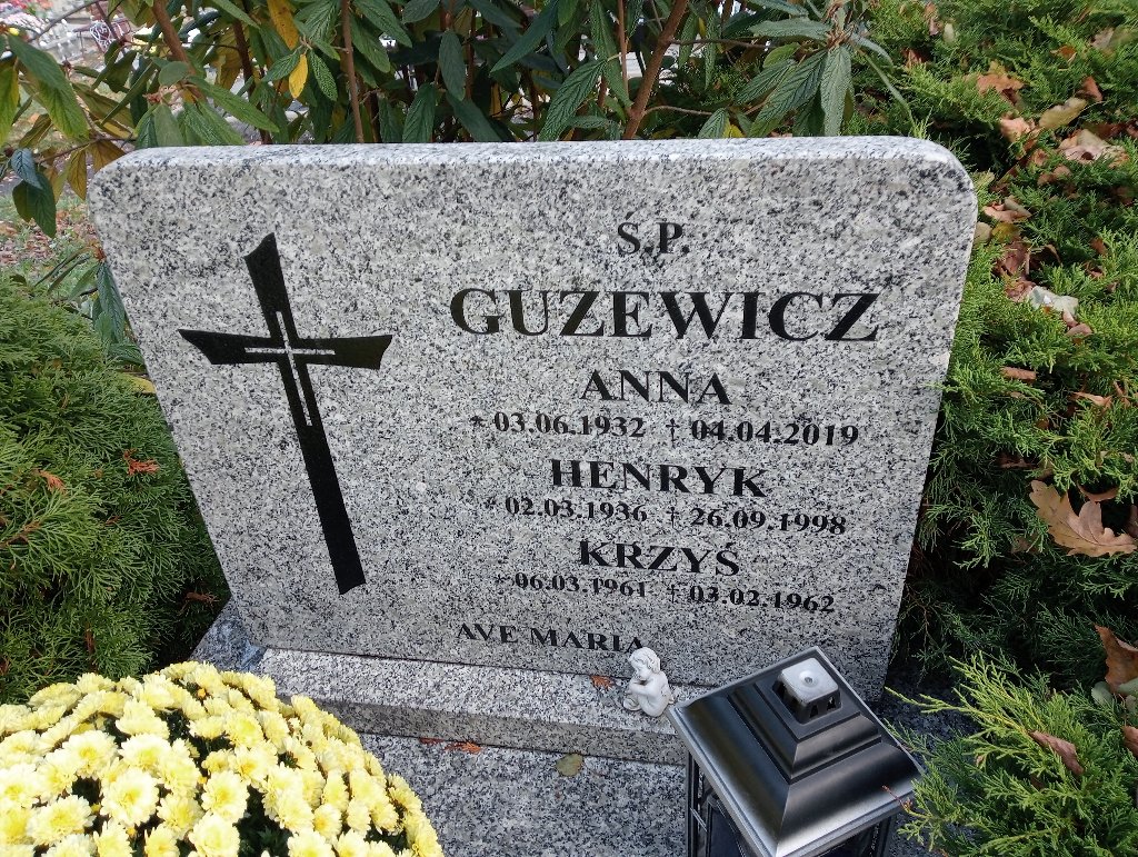 Anna Guzewicz 1932 Chojnów - Grobonet - Wyszukiwarka osób pochowanych